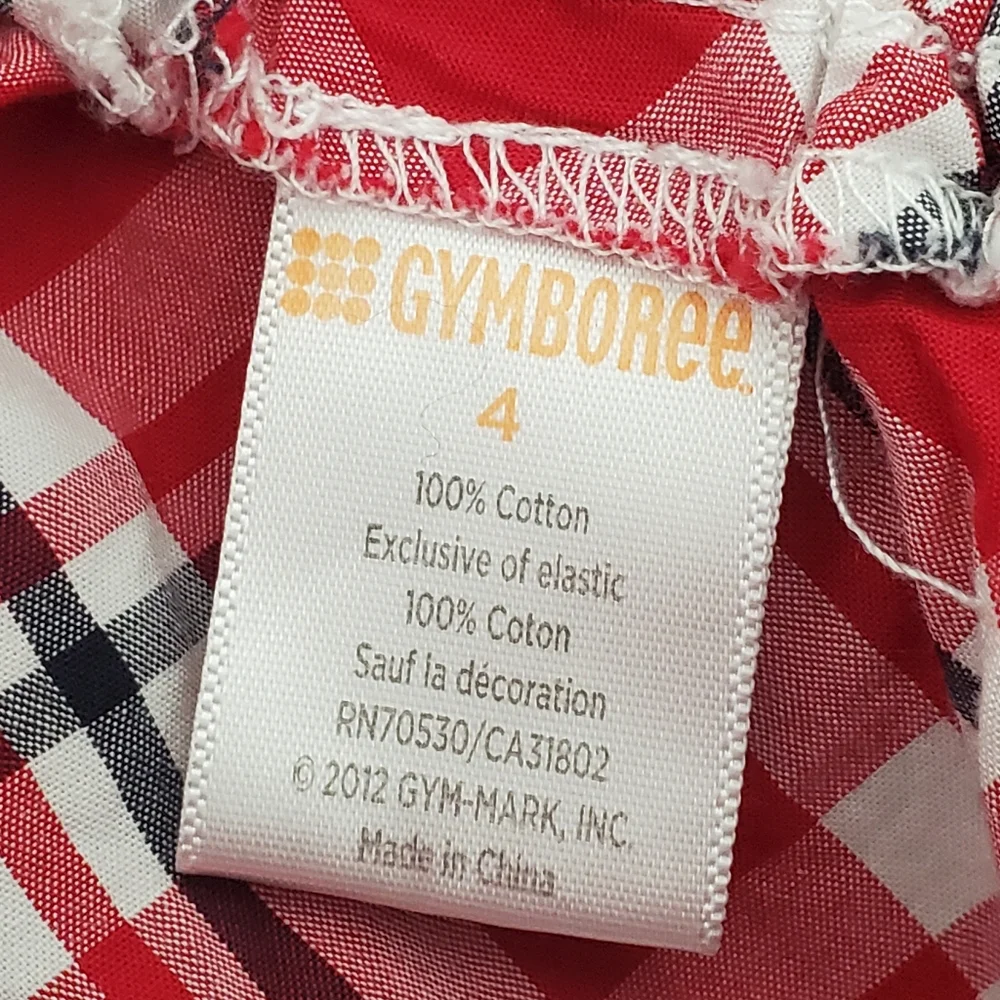 Gymboree Girls Red White Blue Plaid Stars Cotton Fit & Flare Skirt 4 Patriotic
